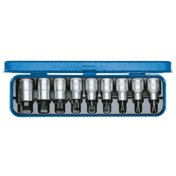 Gedore Screwdriver Bit Socket Set, 1/2", 9 pcs., Measurement Type: Metric INX 19 PM